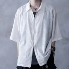 【Ellno Loset × Aranコラボ】サテンJQWジップシャツ ホワイト