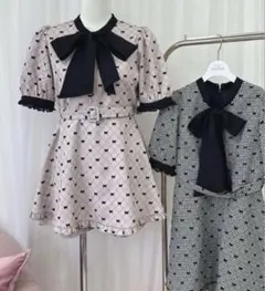 evelyn リボンロンパース　ピンク