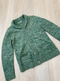 【M2squared】ざっくりニットカーディガン♪木目ボタン⭐︎グリーン　Mサイズ