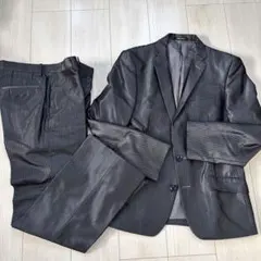 ハイストリート　光沢　セットアップ　黒　ストライプ　Mのサムネイル
