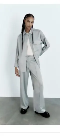 オーバーサイズシャツサテンジャケット