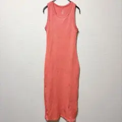ノーブランド ワンピース キャミ ノースリーブ 無地 S ピンク お出かけ