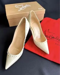 クリスチャンルブタン パンプス　ハイヒール　36.5 アイボリー　白ピンヒール