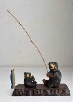 は*な様 熊　親子　木彫　釣り　北海道　wood くま　クマ癒し