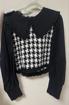 ZARA チェック柄 フリル襟 長袖ブラウス