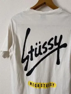 【激レア】ステューシー USA バックデカロゴ入り Tシャツ メンズ S 白黄
