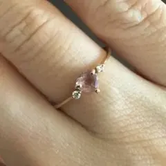 K18 ハートシェイプ ピンクトルマリンダイヤモンドリング 指輪　18K 18金