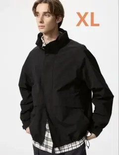 メンズXL UNIQLO ウインドプルーフスタンドブルゾン　男女兼用 黒