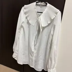 ホワイトプリーツ付き長袖シャツ