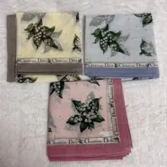ディオール★ハンカチ★3点セット★ピンク/水色/黄色系★未使用美品