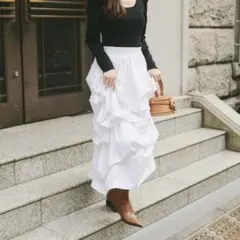 olu. ランダムピックスカート ホワイト オルドット　1