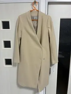ベージュ ダブルブレスト ロングコート S