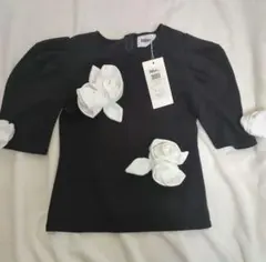 あかり様Bibiy ビビィ　ROSETTE TEE フラワー トップス ブラック あかり様Bibiy ビビィ ROSETTE TEE フラワー トップス ブラック - メルカリ