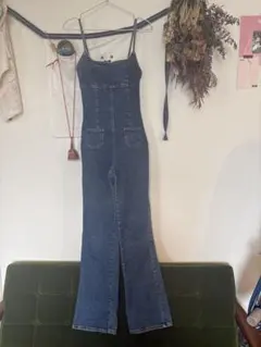 90s デニムオールインワン ジャンプスーツ フレアパンツ vintage