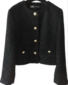 ZARA ツイードノーカラージャケット　Mサイズ