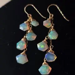 14kgfペンタゴンカットオパールピアス①vega gift