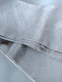 幾何学模様がかっこいいシルバーの袋帯　正絹 Prices down4）振袖 袋帯「シルバー ゆらぎ縞」 未仕立て 正絹帯