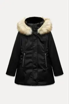 ZARA ファー付き 黒 レディース ダウンジャケット