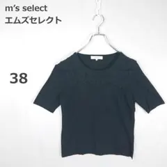 【エムズセレクト】レース切替プルオーバー カットソー 上品 きれいめ 黒 38のサムネイル