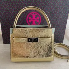 新品　夏向け　トリーバーチリーラジウィル  メタリック プチダブルバッグ
