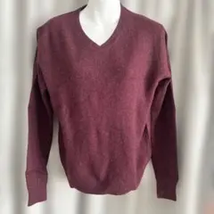 UNIQLOユニクロ Vネックニット M バーガンディ