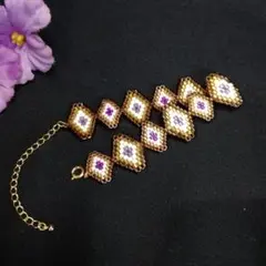 幾何学模様 ゴールドトーン ブレスレット