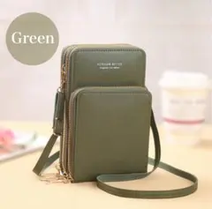 スマホショルダー スマホポーチ カーキ ショルダーバッグ 財布 便利 大容量