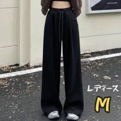 ジャージパンツ スウェット 薄手 ストレート 黒 ブラック M 楽ちん 部屋着