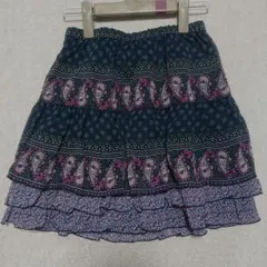 HONEYSUCKLE ROSE ペイズリー×花柄 ティアード ミニスカート