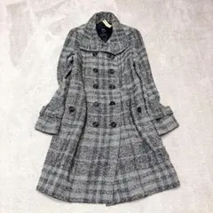 美品 バーバリーロンドン ツイード ウール ロングコート ノバチェック グレーのサムネイル