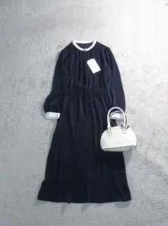 良品☆BEARDSLEビアズリー/先染めギャザーチュニックワンピース