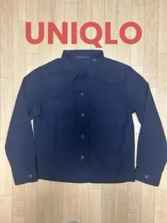 美品UNIQLO ユニクロ ミリタリーシャツジャケット ネイビー M 綿100%