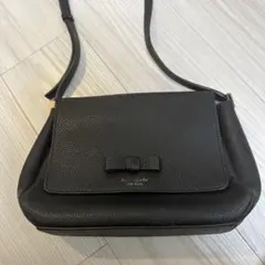 kate spade ブラックレザーショルダーバッグ