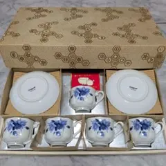 【未使用】青い花柄ティーカップセット 6個入り