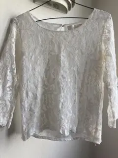 白 レース 長袖 トップス
