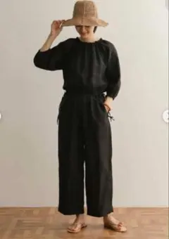 アーバンリサーチドアーズ ♡リネン♡オールインワン♡パンツ♡リボン♡黒