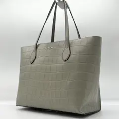 極美品✨FURLA　トートバッグ　エラ　クロコ型押し　レザー　グレージュ　A4