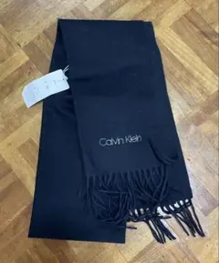 マフラー　男女兼用　Calvin Klein 黒 マフラー フリンジ付き