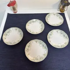 ナルミ ファインチャイナ 小皿 5枚セット 14cm 蘭 金彩 昭和レトロ