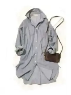 ビームス　シャツ　ワンピース　ロング　コットン　ストライプ　長袖