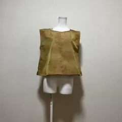 着物リメイク（ノースリーブブラウス）紬　正絹　ブラウン玉虫色　Aライン