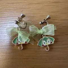 新品未使用☆つば九郎　応援傘　緑　イヤリング　東京ヤクルトスワローズ