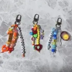 ハンドメイド ビーズ ストラップ 3個セット