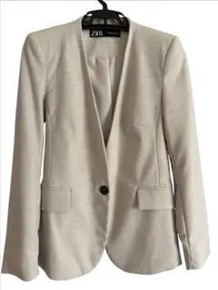 【美品】ZARA ノーカラージャケット 大人　素敵　羽織り　EUR34 大きめのサムネイル