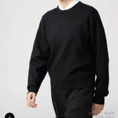 ユニクロC スムースコットンクルーネックセーター XL BLACK 2025SS