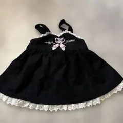 か*こ様 メゾピアノ　ワンピース　レトロ　黒　コーデュロイ　リボン　レース