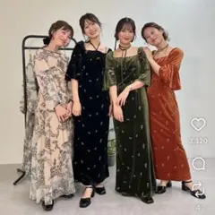 新品　カスタネ　オケージョンドレス　カーキ　ベロア