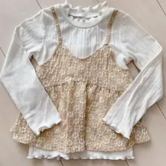 アプレレクール♡お花ジャカードキャミドッキングトップス　110cm◆used