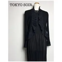 美品♡東京SOIR(ソワール)プリーツカーディガン&ワンピース/セットアップ/L