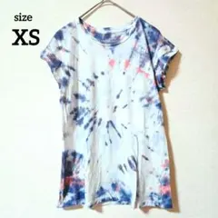 タイダイ柄 短袖Tシャツ フレンチスリーブ 白 青